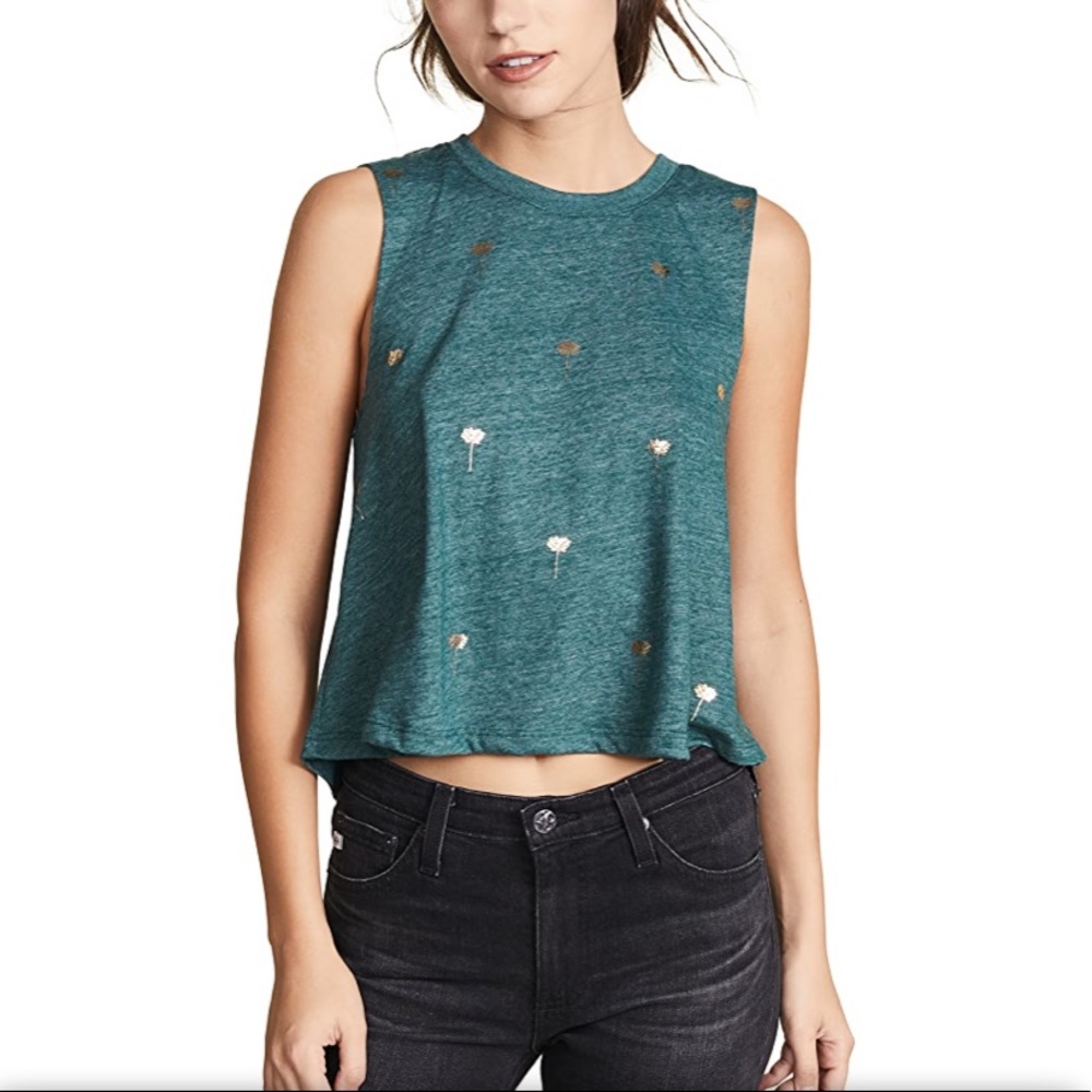 Spiritual Gangster green gold lotus crop tank top